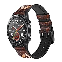 CA0433 Ship Wheel Rusty Texture Leather & Silicone Smart Watch Band Strap for Wristwatch Smartwatch Smart Watch Size (22mm)