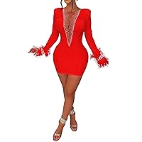 Sparkly Rhinestone Sequin Dress for Women Sexy Birthday Party Club Night