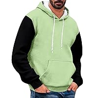 Hoodies For Men Graphic Patchwork Drawstring Street Vintage Hoodies Long Sleeve Sweatshirts with Kangaroo Pocket