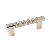 Amerock | Cabinet Pull | Polished Nickel/Stainless Steel | 3inch & 3-3/4 inch (76mm & 96 mm) Center to Center | Esquire | 1 Pack | Drawer Pull | Drawer Handle | Cabinet Hardware