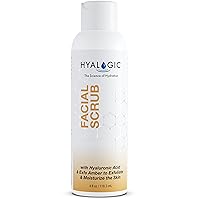 Hyalogic Spa Exfoliating Facial Scrub 4oz - With Hyaluronic Acid, Exfo-Amber & Peppermint Oil - Exfoliate Naturally - 4 Ounce