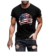 Mens American Flag 1776 Patriotic Shirt 4th of July Short Sleeve Funny Print Muscle Fit Independence Day T-Shirt Plus Size