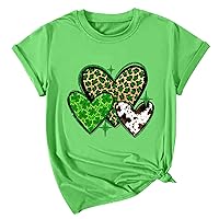 Women's St Patrick's Day T-Shirt Green Irish Shamrock T-Shirt Lucky Clover Shamrock Letter Print Casual Short Sleeve Tee Top