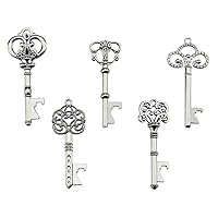 Key Bottle Openers - Assorted Vintage Skeleton Keys, Wedding Party Favors (Pack of 25, Silver)