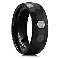 King Will 8mm Hammered Tungsten Rings for Men Women Domed Black/Silver and Rose Gold Brushed Engagement Mens Wedding Band