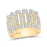 The Diamond Deal 10kt Yellow Gold Mens Round Diamond Statement Band Ring 1-5/8 Cttw