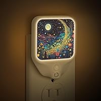 LED Night Light Plug in Star Moon Flower, Motion Sensor and Dusk to Dawn Sensor, 1.5W Plug in Night Light, Dimmable Night Lights for Adults Kids Room Bedroom Bathroom Hallway Stairs Kitchen,B58