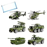 Omura Playset | Die Cast Military Vehicle Playset (6 Vehicles) | Bonus: Multi-Purpose #10 Size Pouch (Color May Vary)