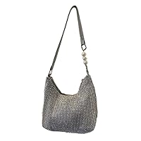 Rhinestone Evening Bag, Shiny Hobos Purse Bling Handbag Travel Vacation Pearl Shoulder Bag