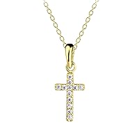 Sterling Silver and 14K Gold-Plated Cross Necklaces for Godchild Gift with Poem in Gift Box