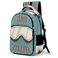 Ski Club Laptop Backpack Durable Computer Shoulder Bag Business Work Bag Camping Travel Daypack