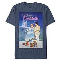 Disney Big Princesses Cinderella Poster Men's Tops Short Sleeve Tee Shirt, Navy Blue Heather, 4X-Large
