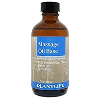 Plantlife Massage Oil Base Carrier Oil - Cold Pressed, Non-GMO, and Gluten Free Carrier Oils - for Skin, Hair, and Personal Care - 4 oz