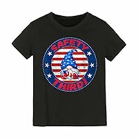 Girls Western Top Independence Day SAFETYS THIRDI Gnome Cartoon Print Boys and Girls Tops Short High Top Girls