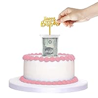 Money Cake Pull Out Kit Includes 1 Money Box 1 Plastic Roll 50 Transparent Bag Connected Pocket, and Happy Birthday Cake Topper for Birthday Parties
