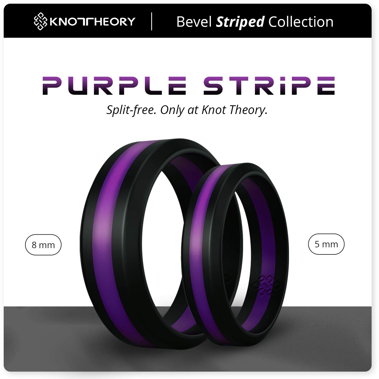 Knot Theory Striped Silicone Ring for Men and Women – Black, Grey, Red, Blue, Orange, Yellow, Purple