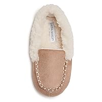 Laura Ashley Fleece Girls Moccasin Slippers, Indoor Outdoor Easy to Wear Home Shoes for Kids