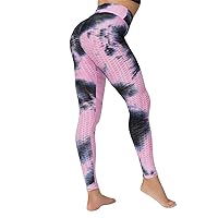 Leggings for Women High Waisted Butt Lifting Tummy Control Tie Dye Bike Yoga Workout Running Casual Cotton Blend Pants