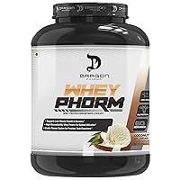 DRAGON PHARMA Whey Protein Blend, Fast Absorption, Gluten Free, 100% Whey Protein, WheyPhorm, Maximize Recovery, Great Tasting, 25 Grams of Protein (61 Servings, White Chocolate Vanilla Ice Cream)
