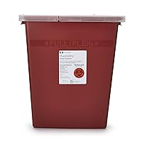 Covidien 8980 SharpSafety Sharps Container Hinged Lid, 8 gal Capacity, Red (Pack of 10)
