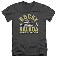 Rocky Slim Fit V-Neck T-Shirt Italian Stallion 1976 Charcoal Tee
