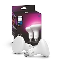White and Color Ambiance BR30 LED Smart Bulbs, 16 Million Colors (Hue Hub Required), Bluetooth Compatible, Compatible with Alexa, Google Assistant, and Apple HomeKit, E26 Base, 2-Pack