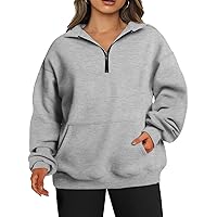 TAKEYAL Plus Size Sweatshirts for Women Pockets Half Zip Pullover Oversized Drop Shoulder Hoodie Teen Girls Y2K Clothes