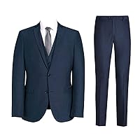 Mens 3 Piece 2 Button Notch Lapel Fit Fashion Formal Suit Dark Blue
