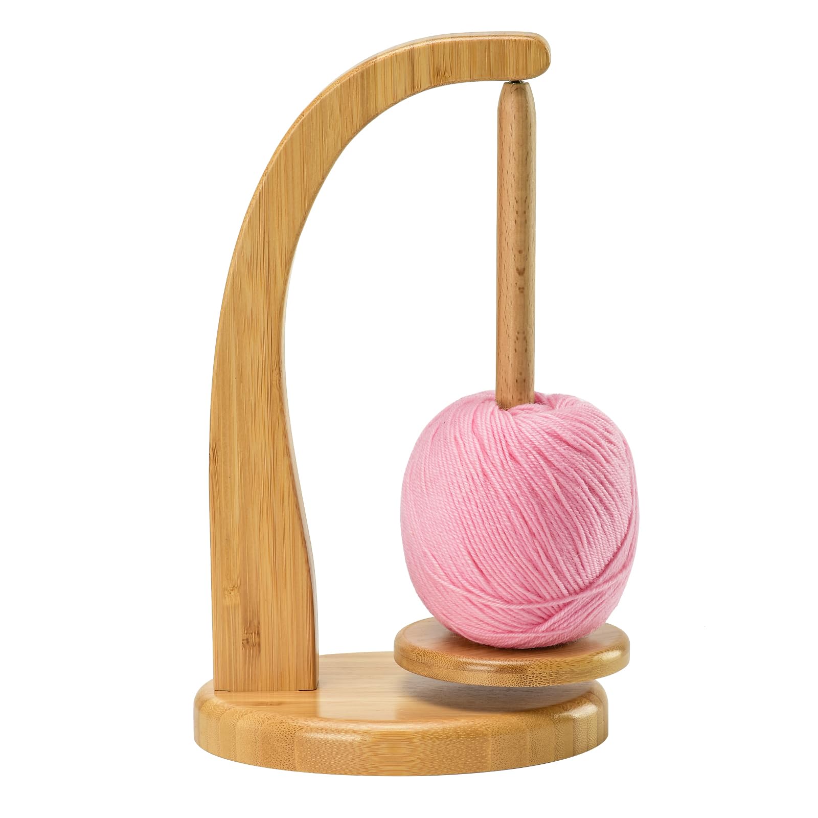 Yarn Holder for Knitting and Crocheting,Crochet Gift for Knitting Lovers,Wooden Yarn Spinner for Crochet by Artowell (Original Bamboo Color)