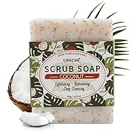 Coconut Oil Scrub Soap, Natural Exfoliating Coconut Oil Deep-Cleansing Face & Body Scrub Bar Soap, Whitening Brightening Shrink Pores and Moisturize Skin Reduce Aging For Women and Man（100g)