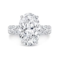Riya Gems 10 CT Oval Diamond Moissanite Engagement Ring Wedding Ring Eternity Band Solitaire Halo Hidden Prong Silver Jewelry Anniversary Promise Ring Gift