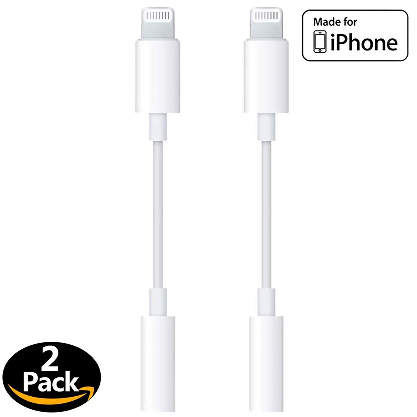 [Apple MFi Certified] iPhone 3.5 mm Headphone Jack Adapter, Lightning to 3.5mm Headphone Aux Audio Dongle Splitter Jack Adaptor Compatible for iPhone 11/11 Pro/XR/XS Max/X/8/7 Support All iOS System