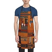 African Textile Patchwork Print Waterproof Apron,Cooking Aprons Baking,Artist Aprons For Men Women Adults Unisex Chef
