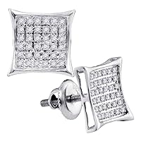 The Diamond Deal Sterling Silver Womens Round Diamond Square Kite Cluster Stud Earrings 1/4 Cttw