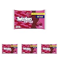 TWIZZLERS PULL 'N' PEEL Cherry Flavored Licorice Style, Low Fat Candy Big Bag, 28 oz (Pack of 4)
