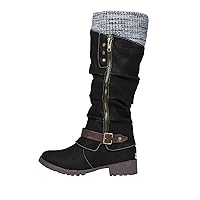 Boots Women 6.5 Size Flat High Colors Shoes Large Boots Women's Zipper Leisure Heels Womens Leather Boots Wide