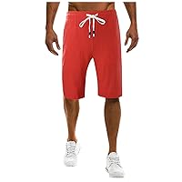 Shorts for Man Big Tall Men's Shorts Cargo Linen Shorts Loose Fit Quick Dry Lightweight Casual Beach Board Short