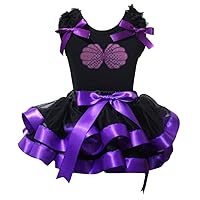 Petitebella Bling Mermaid Shell Shirt Purple Ribbon Black Petal Skirt Nb-8y