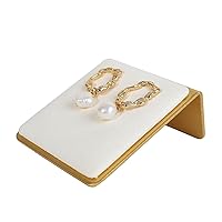 GemeShou Velvet stud earring holders for selling, small earrings storage organizer for girls, Gold Jewelry ear display stands【Beige】