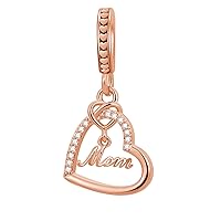 2PCS Mother Daughter Love Heart Charm I Love You to the Moon and Back Crystal Enamel Dangle Bead Charm