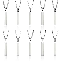 CHGCRAFT 10Pcs Stainless Steel Rectangle Pendant Necklace Engravable Stainless Steel Rectangular Pendant Stamping Blank Bar Pendant for Birthday and Christmas Gifts