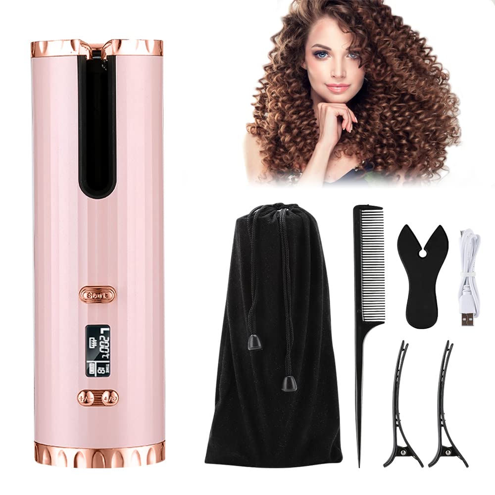 Wireless Hair Curler Cordless Auto Rotating Ceramic Hair Curler USB  Rechargeable Portable Automatic Curling Iron | Shopee Singapore