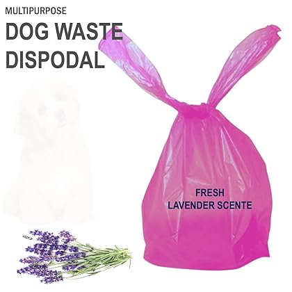 Baby Diaper Disposable Bags (500 Count) Fresh Lavender Scent Easy Tie Handles Scented Diaper Sack Disposable Dog Poop Waste Bags Cat Litter Clump & Poop Bags (500 Bags)
