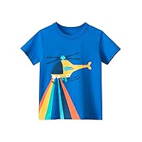 Boys Long Sleeve Thermal Pack Toddler Boys' Short Sleeve Tees Cotton Casual Helicopter and Rainbow Graphic Tee