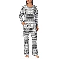 Nautica Womens Pajamas - Cozy Silky Fleece - 2 Piece Long Sleeve Winter Sleepwear Set for Women