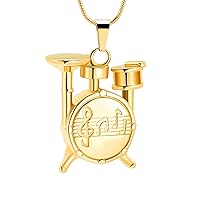 Unique Drum Set Music Charm Necklace Urn Pet/Human Cremation Pendant Necklace Jewelry for Ashes Cremation Jewelry