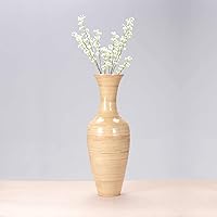 Natural Handcrafted 28” Tall Classic Floor Vase for Silk Plants, Flowers, Filler Decor | Sustainable Bamboo, (L) x (H) 10” x (W) 10
