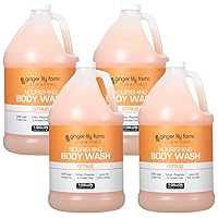 Ginger Lily Farms Club & Fitness Nourishing Body Wash, 100% Vegan & Cruelty-Free, Citrus Scent, 1 Gallon Refill (Pack of 4)