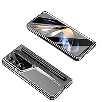 Compatible with Samsung Galaxy Z Fold 4 Case,with S Pen+Screen Protector Case,Lightweight Case Protector Shockproof Bumper Full Protective Rugged Hard PC Protective Phone (Gray)