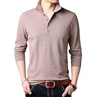 Mens Solid Color Long Sleeve Polo Shirt Slim Fit Boys Korean Poloshirt Casual Men Clothing
